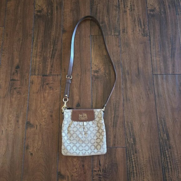 Coach signature tan Madison OP Art Crossbody Bag J0894-41992 - Picture 1 of 16